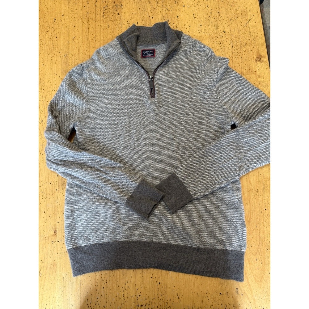 UNTUCKit Belgurado Merino Wool Quarter Zip Sweater Men Large Brown  Casual